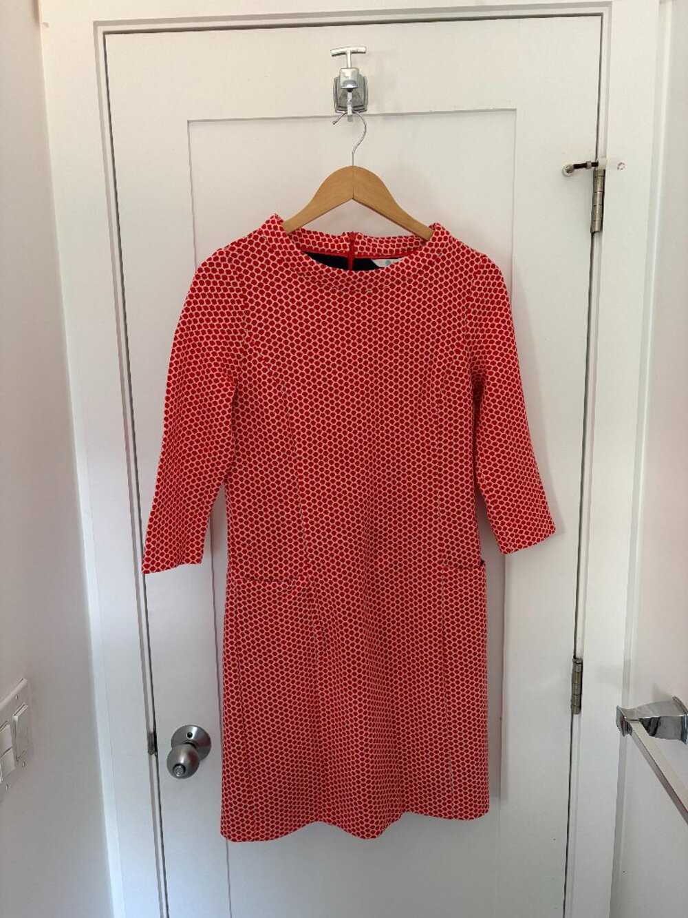 BODEN retro 1960s shift dress SARAH, pockets, UK 10R / US 6R, Red and White